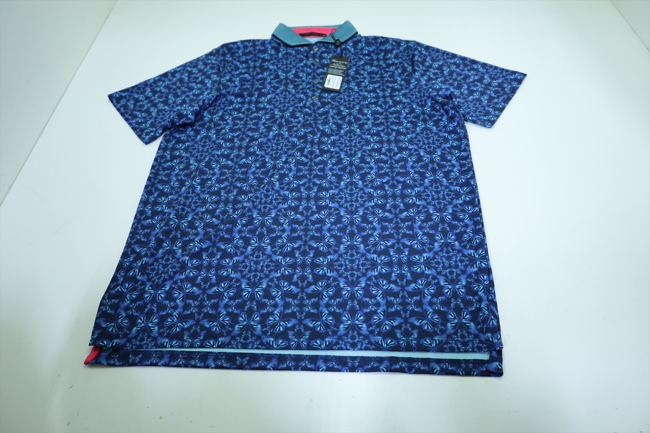Greyson Golf Blue Migration Polo Mens Size Medium Maltese Blue New