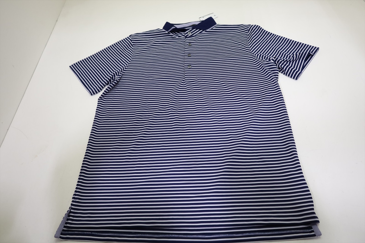 Greyson Hancock Stripe Polo Mens Size Medium Maltese Blue/Arctic