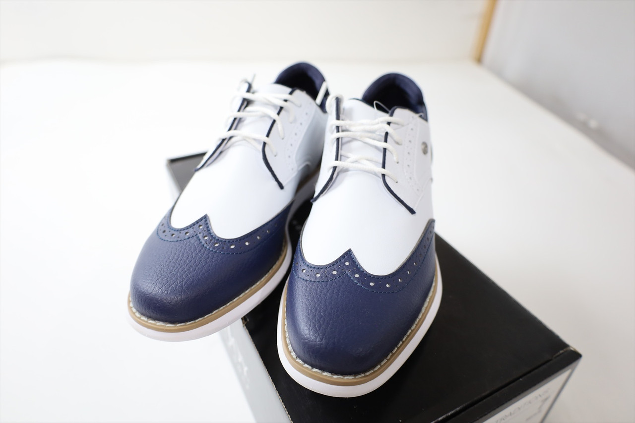 New FOOTJOY Golf Traditions Wing Tip Shoes Women 7 White/Navy