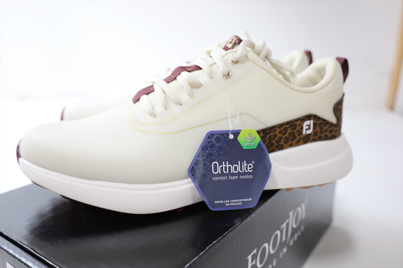 New FOOTJOY Golf Performa Shoes Women 7 off white/Leopard 99205