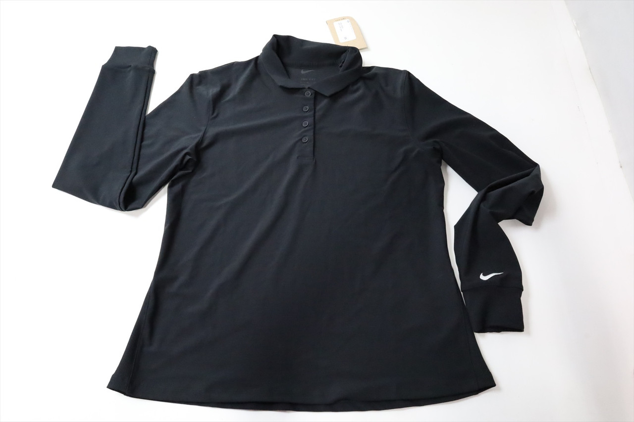 Nike Golf Long Sleeve Polo Womens Size Small Black Regular New