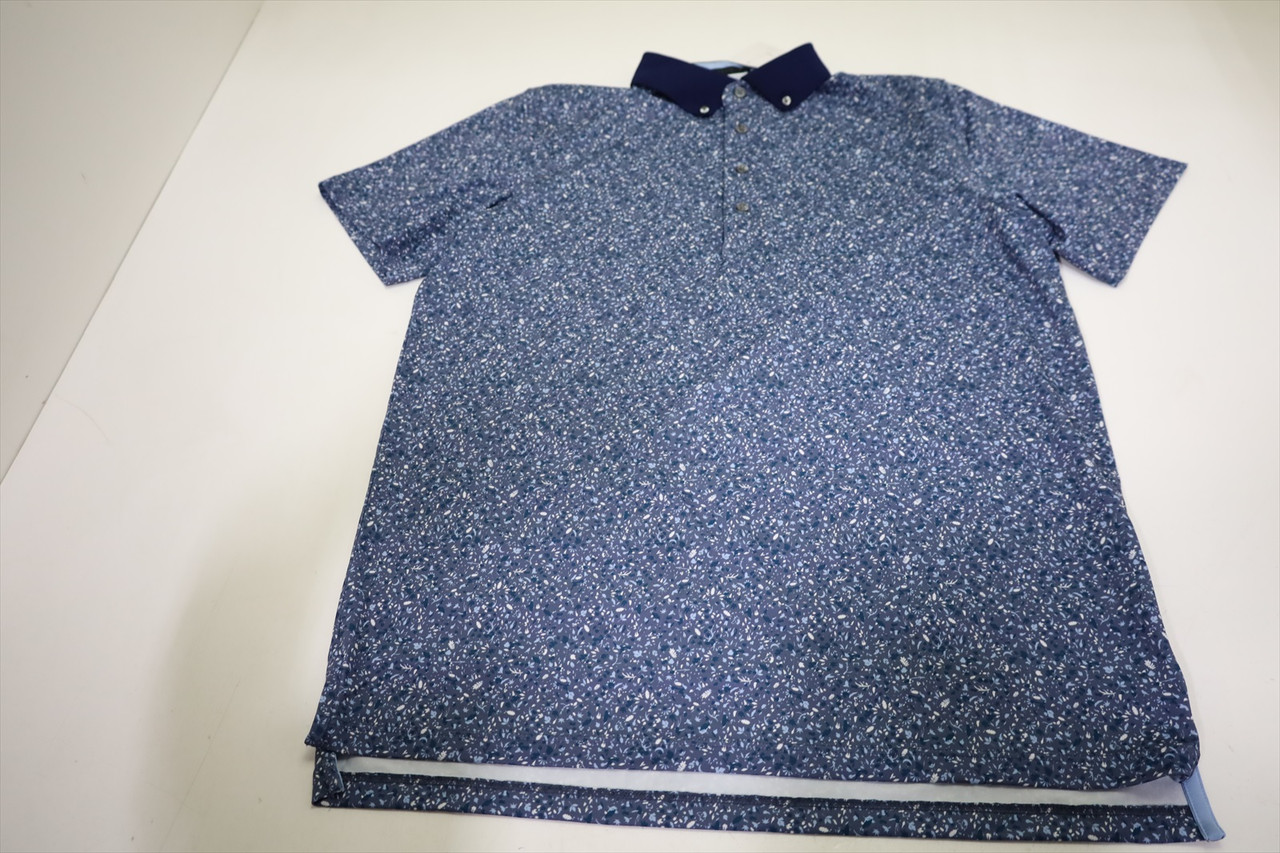 Greyson Golf Print Polo Mens Size Medium Maltese Blue Regular New