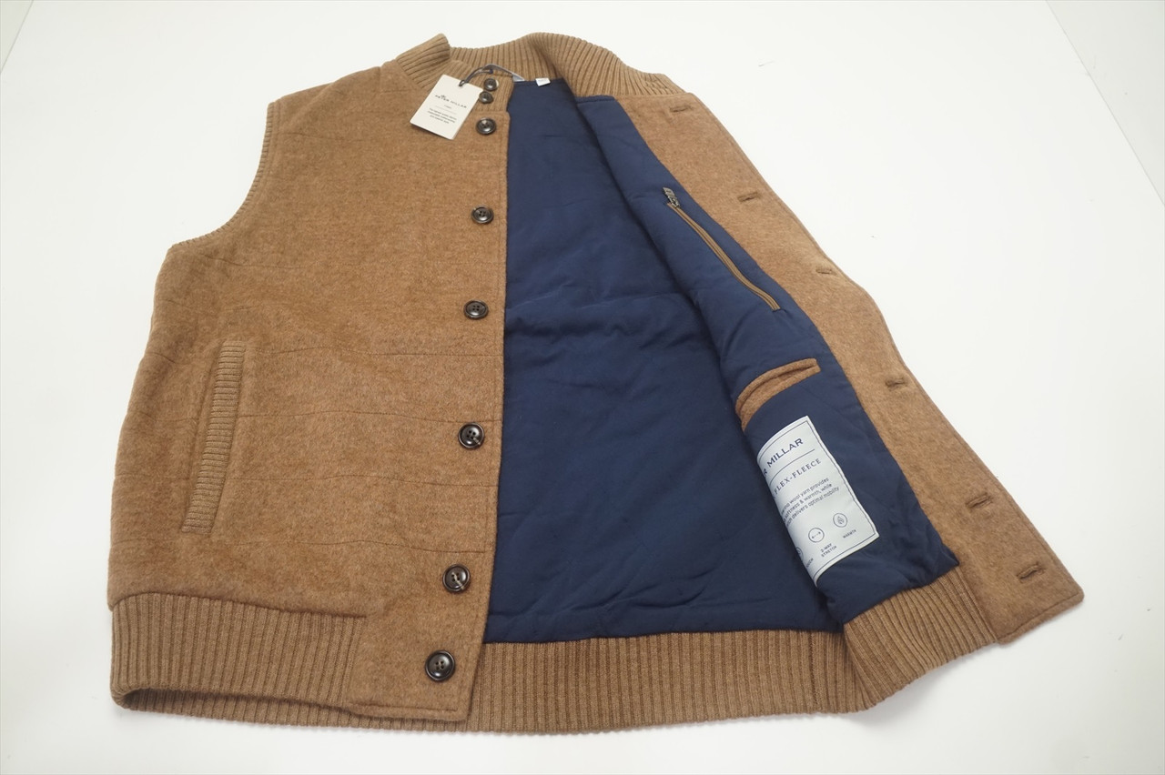 Peter Millar Crown Flex-Fleece Merino Wool Vest Mens Size Medium Scotch  630C - Mikes Golf Outlet
