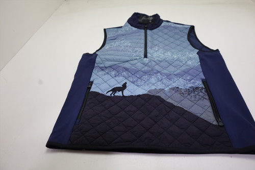 Greyson Golf Print Wolf Vest Mens Size Medium Navy Regular 949A 01255940 New Greyson Golf Print Wolf Vest Mens Size Medium Navy Regular 949A 01255940 New