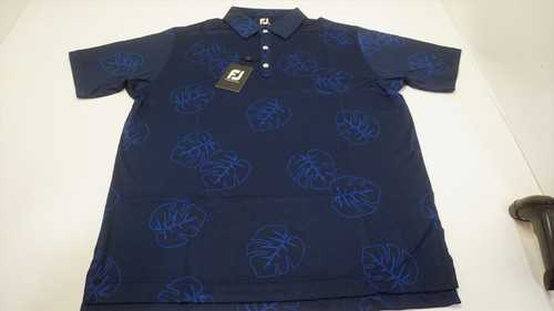 FootJoy Golf Jngle Leaf Print Lisle Polo Mens Size Large Navy 960C 01201448 New FootJoy Golf Jngle Leaf Print Lisle Polo Mens Size Large Navy 960C 01201448 New