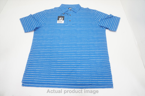 FootJoy Chalk Line Print Stretch Pique Polo Mens Medium Royal/Grey 816B 01062902 FootJoy Chalk Line Print Stretch Pique Polo Mens Medium Royal/Grey 816B 01062902