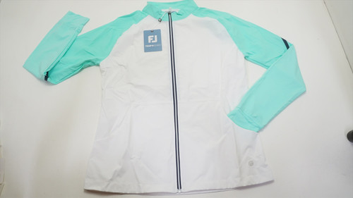 Footjoy Full Zip Tempo Series Jacket Womens Small White/Aqua 994D 01247282 New Footjoy Full Zip Tempo Series Jacket Womens Small White/Aqua 994D 01247282 New