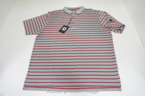 FootJoy Nautical Stripe Lisle - Polo Large Heather Grey/Merlot 786B 01042243 New FootJoy Nautical Stripe Lisle - Polo Large Heather Grey/Merlot 786B 01042243 New