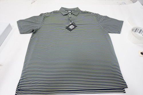 FootJoy Stretch Lisle Pins Collar Polo Mens Large Navy/Lime/White 998A 01224198 FootJoy Stretch Lisle Pins Collar Polo Mens Large Navy/Lime/White 998A 01224198