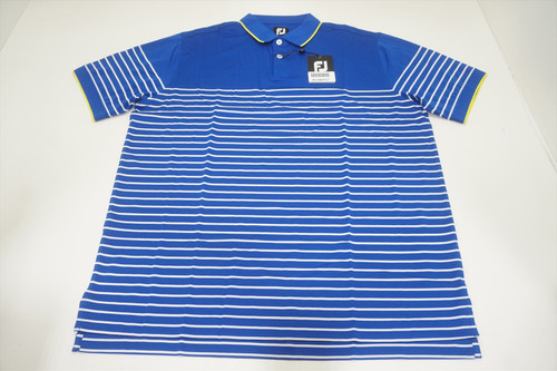 FootJoy Breton Stripe Pique Sleeveband Polo Mens Large White/Lime 856C 2717 FootJoy Breton Stripe Pique Sleeveband Polo Mens Large White/Lime 856C 2717