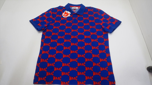 Waac Golf Print Polo Mens Size 3 Blue/Red Regular 1028C 01238399 New Waac Golf Print Polo Mens Size 3 Blue/Red Regular 1028C 01238399 New