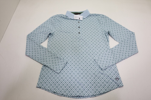 Greyson Moroccan Sun Scarlett Long Sleeve Polo Womens Small Mist 1052B 01269489 Greyson Moroccan Sun Scarlett Long Sleeve Polo Womens Small Mist 1052B 01269489