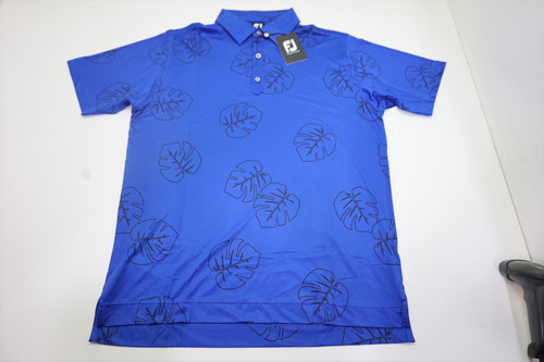 FootJoy Golf Jungle Leaf Print Lisle Polo Mens Size Medium Ocean/Black Regular 1007C 01253052 New FootJoy Golf Jungle Leaf Print Lisle Polo Mens Size Medium Ocean/Black Regular 1007C 01253052 New