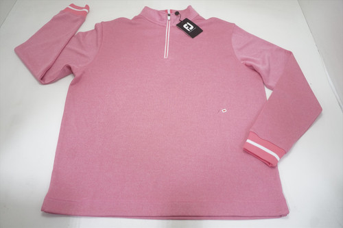 FootJoy Ribbed 1/4 Zip Flatback Rib Pullover Mens Large Rose 877B 01122398 FootJoy Ribbed 1/4 Zip Flatback Rib Pullover Mens Large Rose 877B 01122398