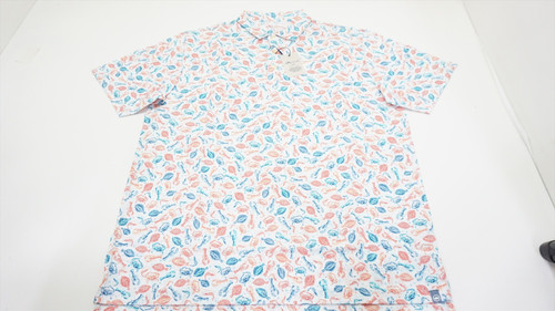 Peter Millar Bottom Feeders Aqua Cotton Polo Mens Medium FPNCH 918A 01172163 Peter Millar Bottom Feeders Aqua Cotton Polo Mens Medium FPNCH 918A 01172163