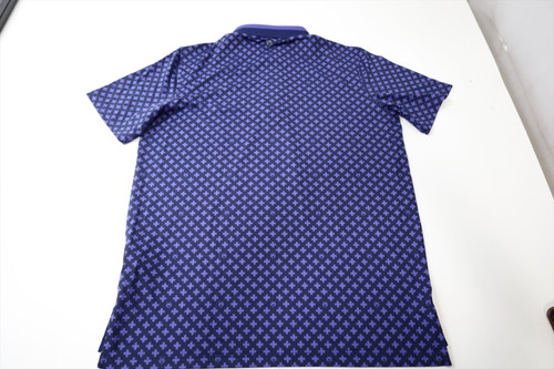 New Greyson Golf Pattern Polo Mens Size Medium Maltese Blue 1021E