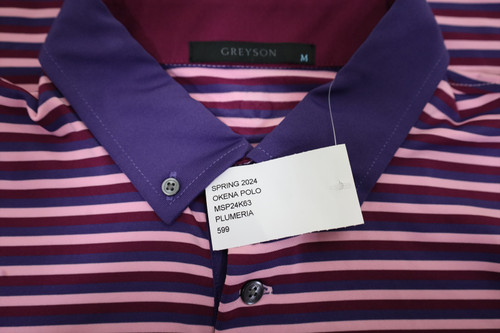 Greyson Golf Okena Polo Mens Size Medium Plumeria Regular 979E New