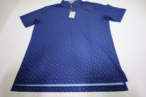 Peter Millar Golf Pattern Polo Mens Size Medium SPORT NAVY 920C New 01298763 Peter Millar Golf Pattern Polo Mens Size Medium SPORT NAVY 920C New 01298763