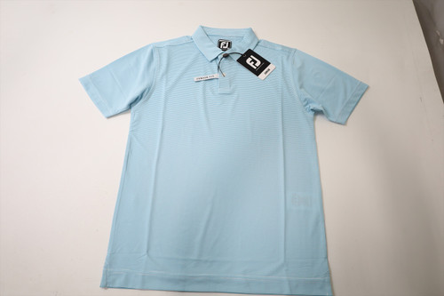 FootJoy Junior MicroFeeder Polo Boys Size Medium Light Blue/White 942C 01301971 FootJoy Junior MicroFeeder Polo Boys Size Medium Light Blue/White 942C 01301971