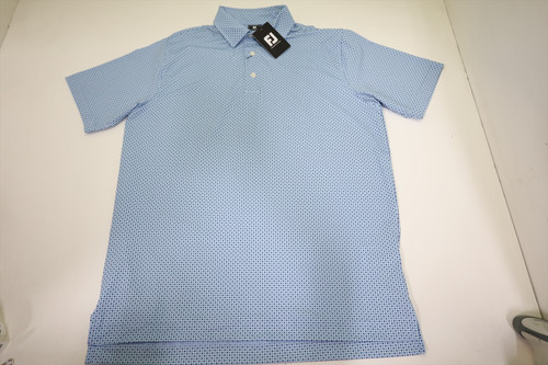 FootJoy Golf Dot Geo Print Polo Mens Size Large Sky/Navy/White 1007G New