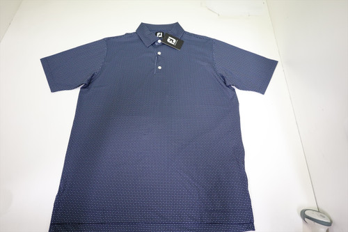 FootJoy Dot Geo Print Lisle Polo Mens Size Large Navy/Light Blue/White 1007G FootJoy Dot Geo Print Lisle Polo Mens Size Large Navy/Light Blue/White 1007G