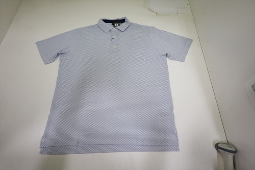 FootJoy Golf Deco Diamond Print Polo Mens Size Large White/Navy 1007G New