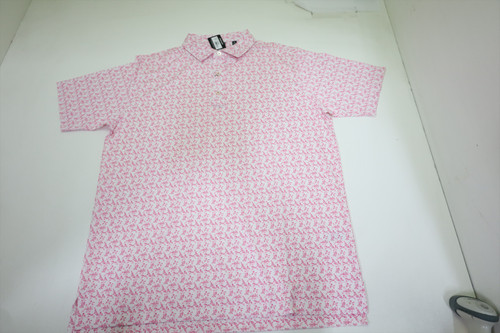 FootJoy Golf Vintage Floral Polo Mens Size Large White/Magenta 1007G New