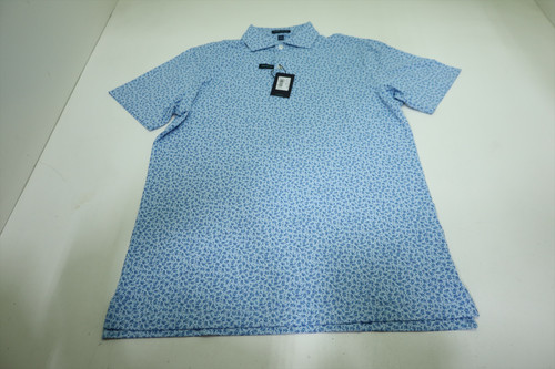Peter Millar Golf Pattern Polo Mens Size Medium BLUE FOREST New INV12548972