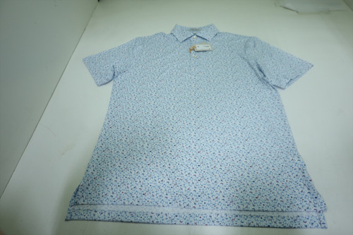 Peter Millar Golf Pattern Polo  Mens Size  Medium WHITE Regular  New INV12625310