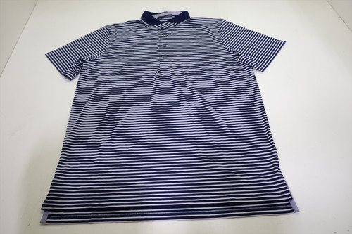 Greyson Hancock Stripe Polo Mens Size Medium Maltese Blue/Arctic