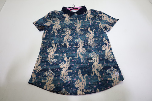 New Greyson Woven Wolf Lace Scarlett Polo Womens Small Maltese Blue INV12643273 New Greyson Woven Wolf Lace Scarlett Polo Womens Small Maltese Blue INV12643273