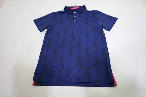 Greyson Golf Youth Night Prowl Polo Boys Size Small Maltese Blue New INV12688218