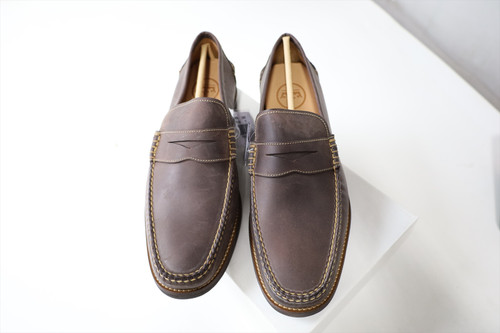 PETER MILLAR Handsewn Leather Penny Loafers Men 11 Chocolate ME0F64 INV12910557
