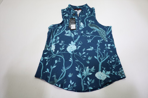 Greyson Garden of Venus Vesta Mock Neck Polo Womens Small Aegean INV12689520