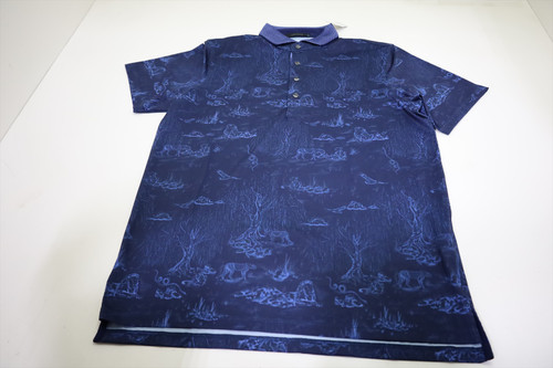 Greyson Golf Willow Toile Polo Mens Size Medium Maltese Blue New INV12666247
