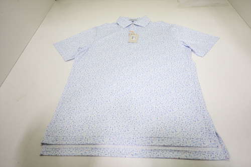 Peter Millar Golf Print Polo Mens Size Medium WHT New INV12913676