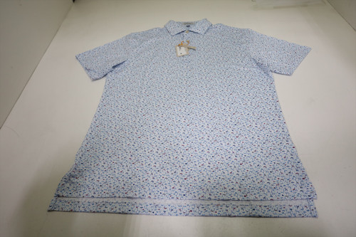 Peter Millar Golf Pattern Polo  Mens Size  Medium WHT Regular  New INV13096426