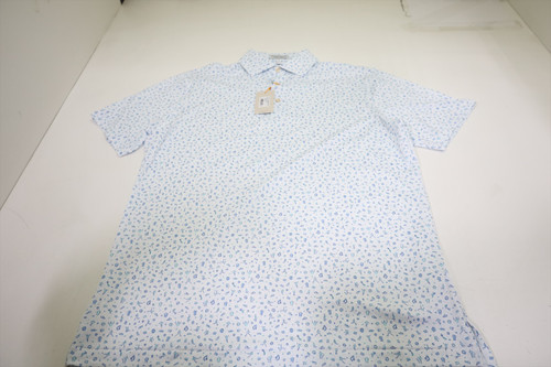Peter Millar Golf Pattern Polo  Mens Size  Medium WHT Regular  New INV13086463