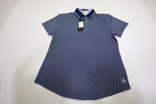 Greyson Wolvestooth Scarlett Polo Womens Small Maltese Blue