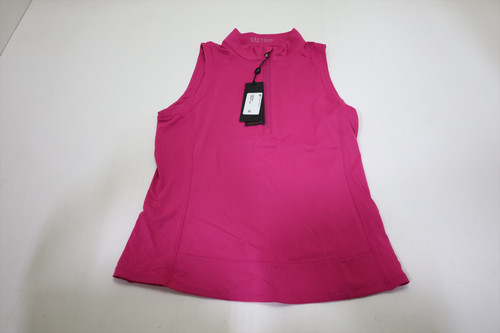 New Greyson Sleeveless Halley Quarter Zip Polo Womens Small Lychee INV13592668