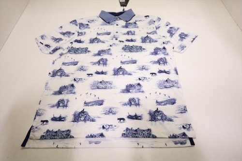 Greyson Golf Print Polo  Mens Size  Medium Arctic Regular  New INV13385253