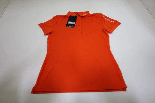 New J Lindeberg Golf Tour Tech Polo Womens Small Tangerine Tango INV13410568