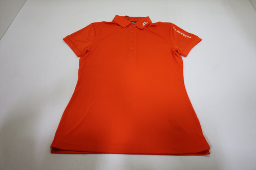 New J Lindeberg Golf Tour Tech Polo Womens Small Tangerine Tango INV13410580