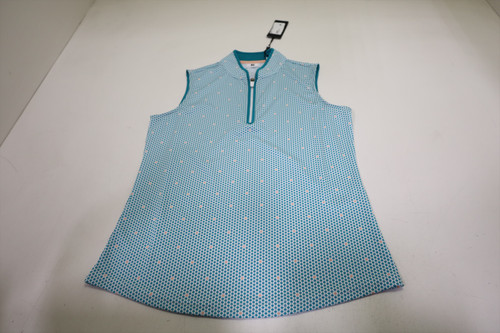 FootJoy Golf W ZIP FRNT TNK Polo Womens Size Small PRNT TILE BLU New INV13488061