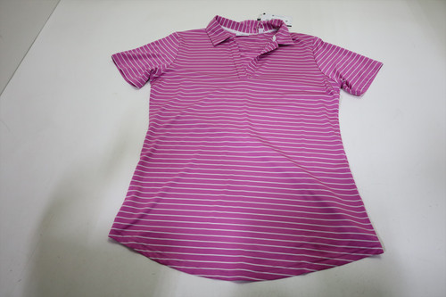 FootJoy Golf W OPN COLLR STRP Polo Womens Size Small BRRY/WH New INV13488076