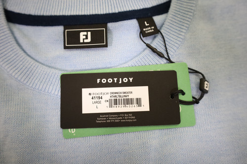 FootJoy Crewneck Sweater Mens Size Large Heather Light Blue/Navy INV13635482