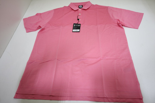 FootJoy Lisle Engineered Pin Stripe Polo Mens Size XL Azalea/White INV13668757