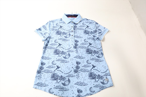 GREYSON Moon Diamond Scarlett Polo Womens Size Small Wolf Blue New INV13383180