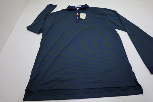 Peter Millar Golf Long Sleeve Polo Mens Size Medium NAV New INV13555212