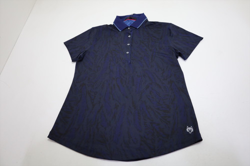 Greyson Painted Feather Scarlett Polo Womens Size Small Maltese Blue INV13106104